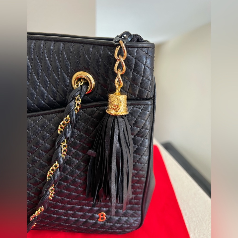 VINTAGE:Bally, Swiss designer lambskin quilted black with gold hardware - Picture 3 of 12